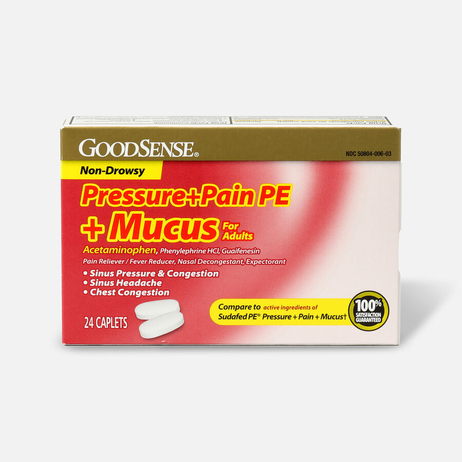 GoodSense® Pressure + Pain PE + Mucus Relief Adult Caplets, 24 ct., , large image number 0