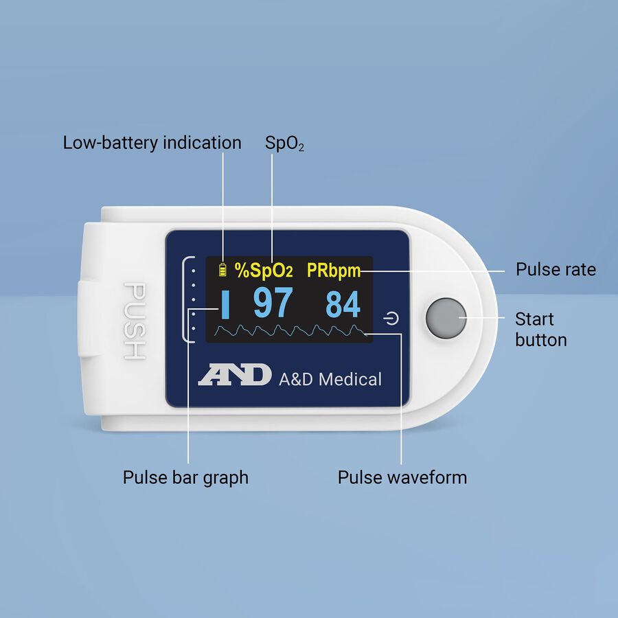 A&D Medical Essential Wireless Fingertip Pulse Oximeter, , large image number 1
