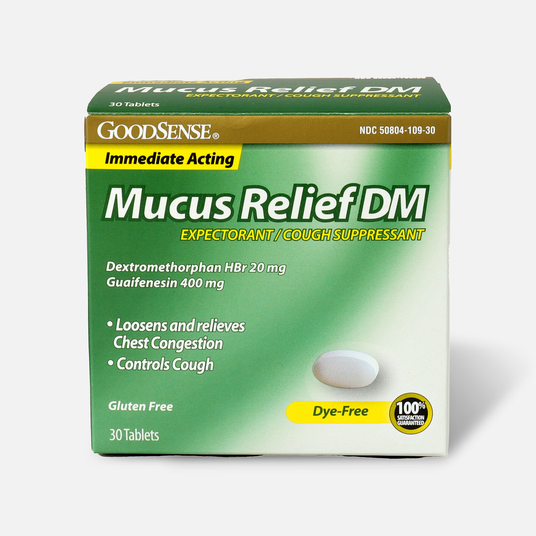 GoodSense® Immediate Acting Mucus Relief DM Tablets, 400 mg/20 mg, 30 ct