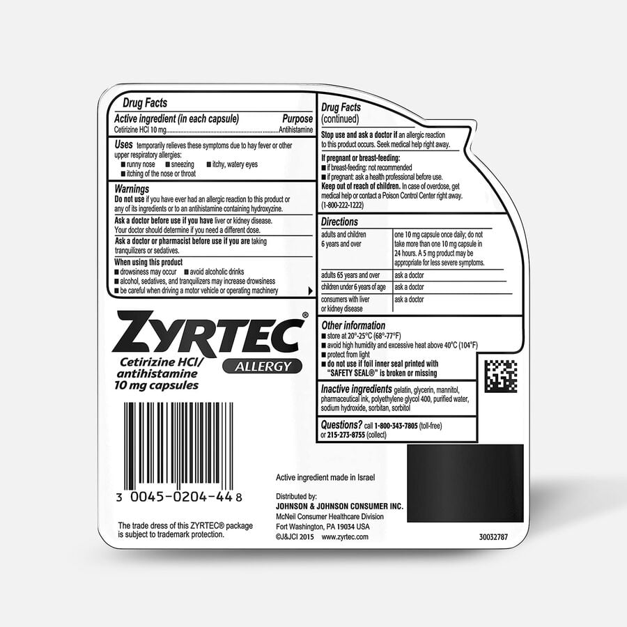 Zyrtec Allergy 24 Hour Relief Liquid Gels, 10 mg, 40 ct., , large image number 1