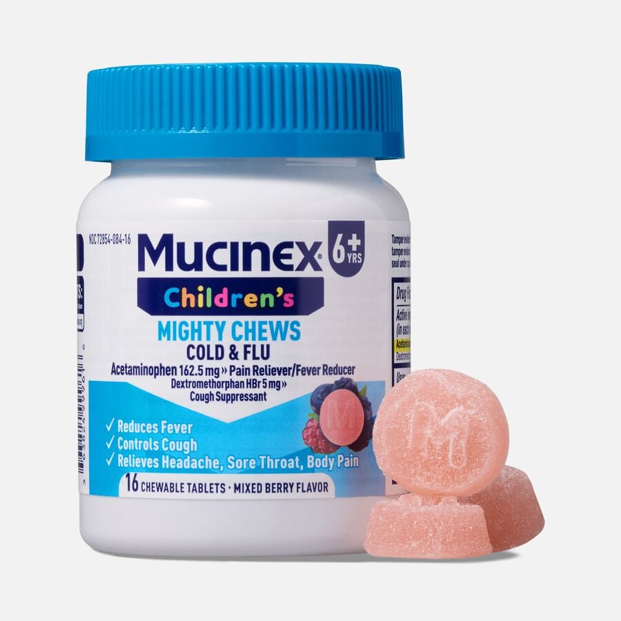 Mucinex Children's Mighty Chews Daytime Cold & Flu, Mixed Berry, 16 ct., , large image number 0