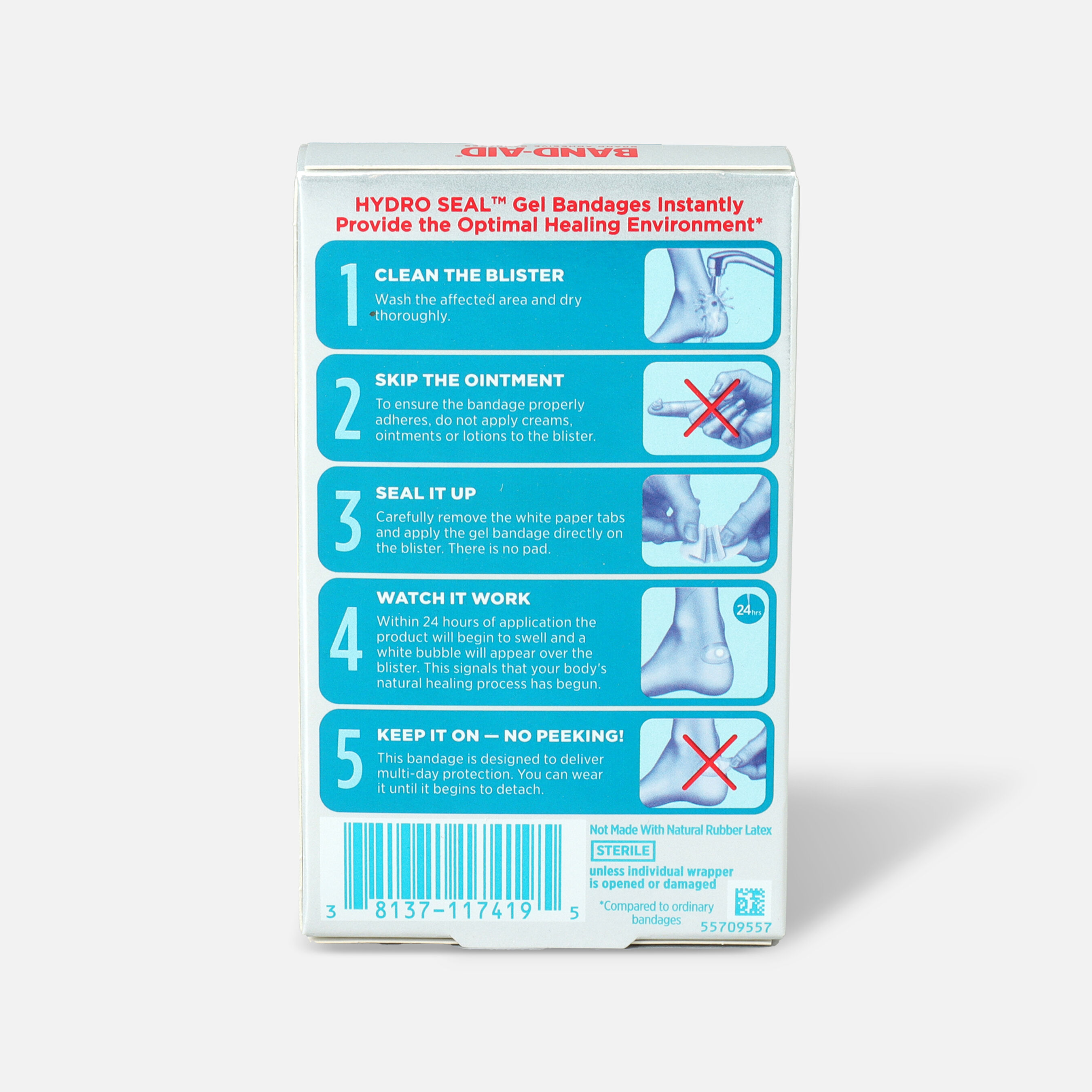 BandAid Hydro Seal Adhesive Bandages for Heel Blisters, 6 Count