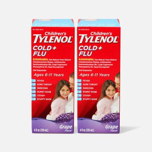 Children's Tylenol Cold + Flu, Grape Flavor, 4 fl oz. (2-Pack)