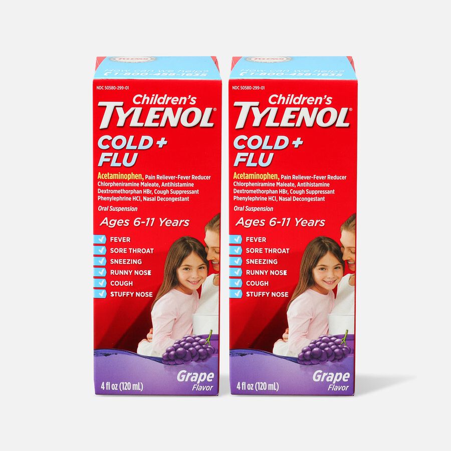 Children's Tylenol Cold + Flu, Grape Flavor, 4 fl oz. (2-Pack), , large image number 0