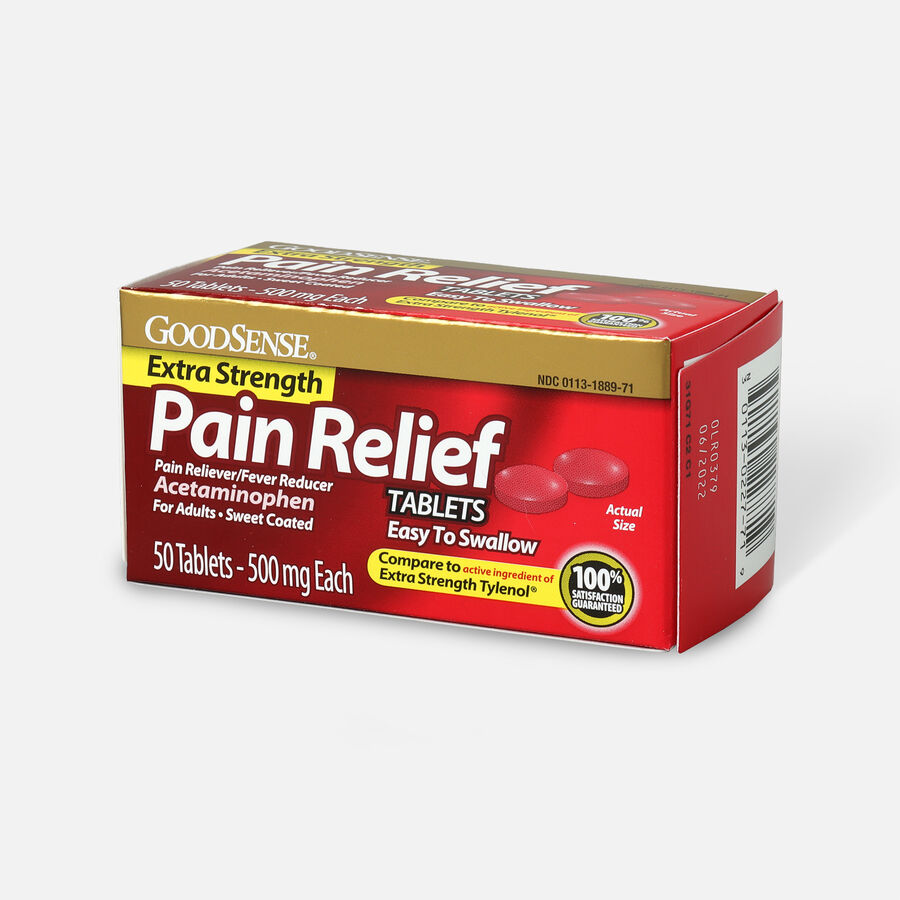 GoodSense® Pain Relief 500 mg Sweet Coated Easy to Swallow Tablet, 50 ct