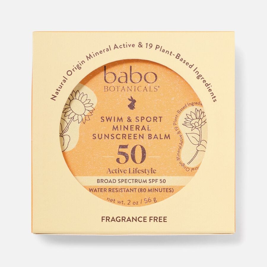 Babo Botanicals Swim & Sport Mineral Sunscreen Balm, SPF 50, 2 oz., , large image number 1