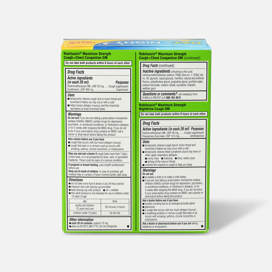 Robitussin Maximum Strength Day & Night Cough + Chest Congestion DM Value Pack, 4 oz. each, , large image number 1