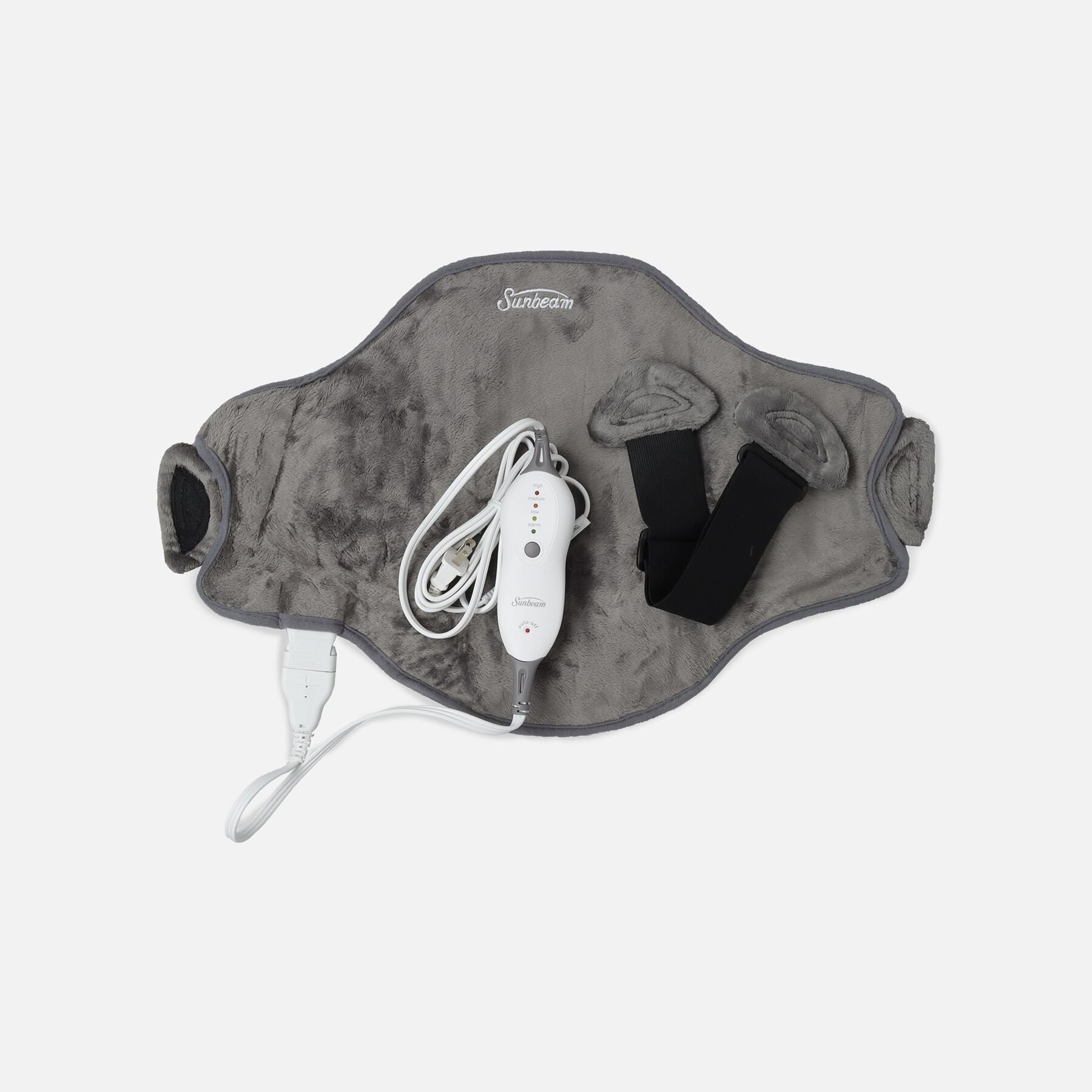HSA Eligible Sunbeam Heated Back Wrap, Gray, 4 Heat Settings HSA Eligible