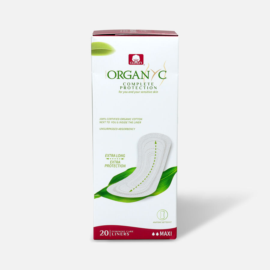 Organyc Flat Packed Extra Long Panty Liners, Maxi Flow, 20ct