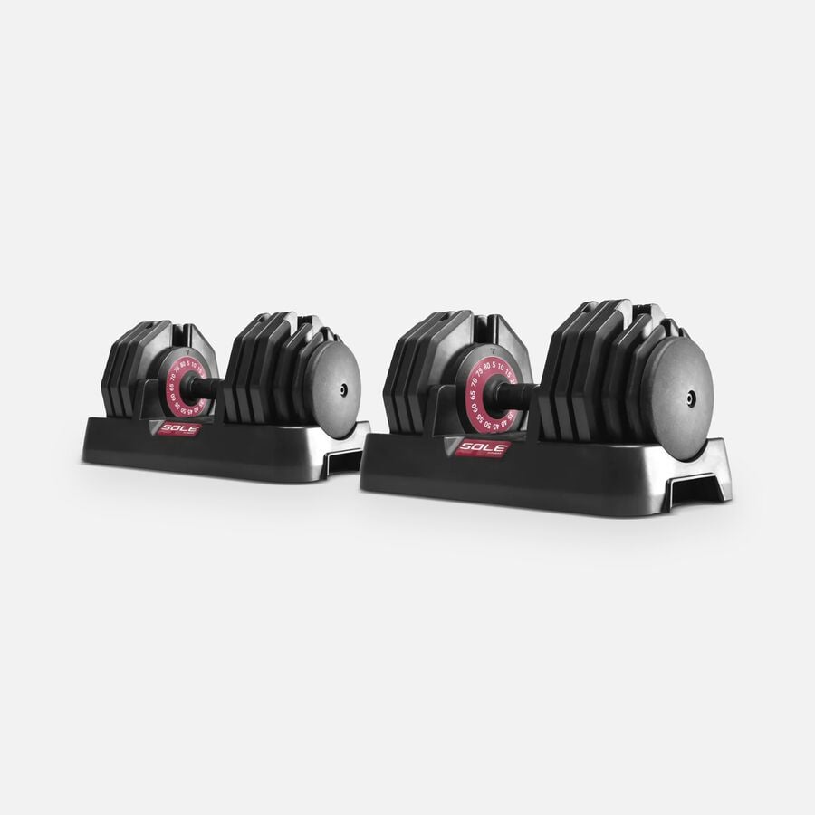 70071L-SOLE-Fitness-SOLE-SW180-x2-Bundle-Adjustable-Dumbbells-80lbs-HERO image number 0