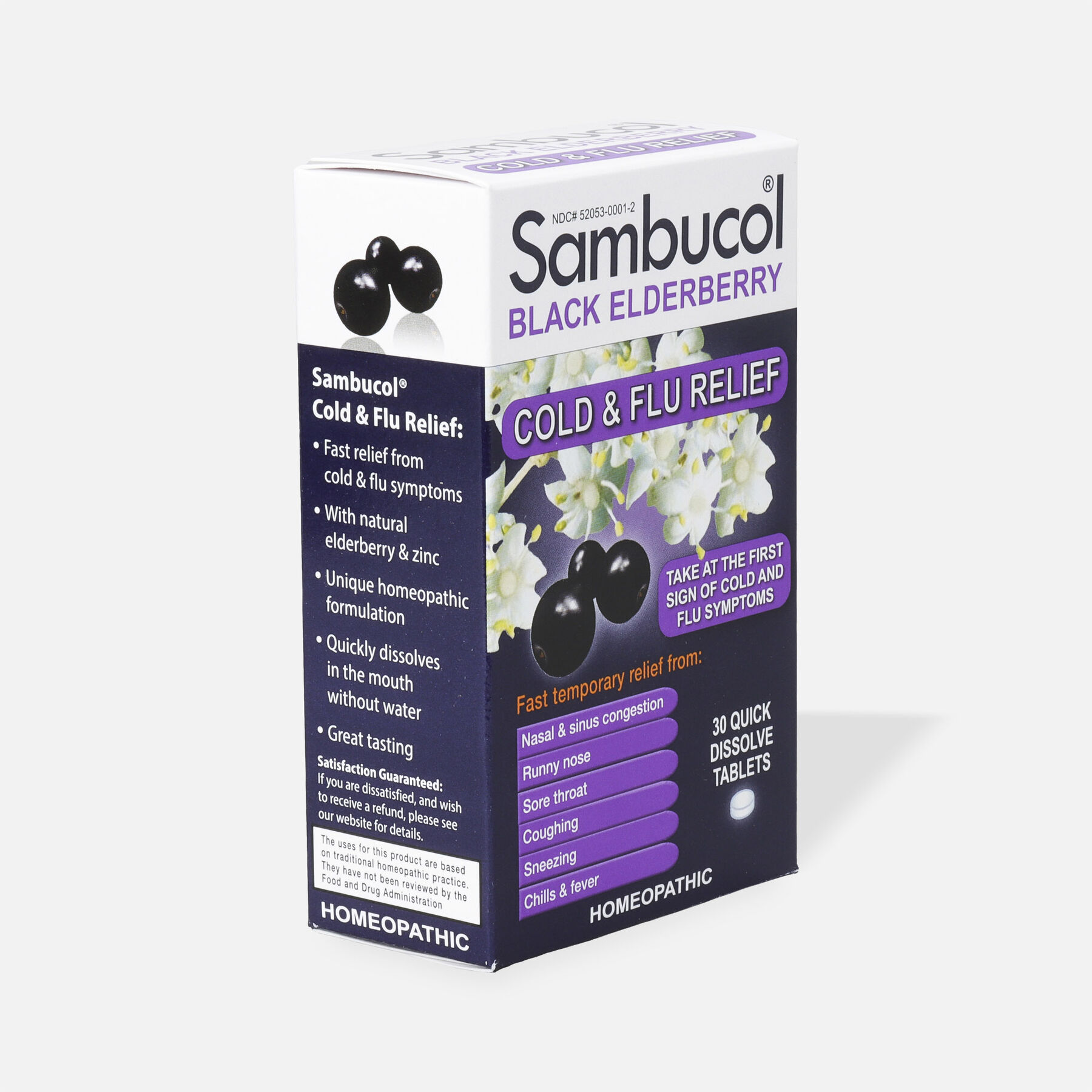 Sambucol Black Elderberry Cold and Flu Relief Tablets, 30 ct
