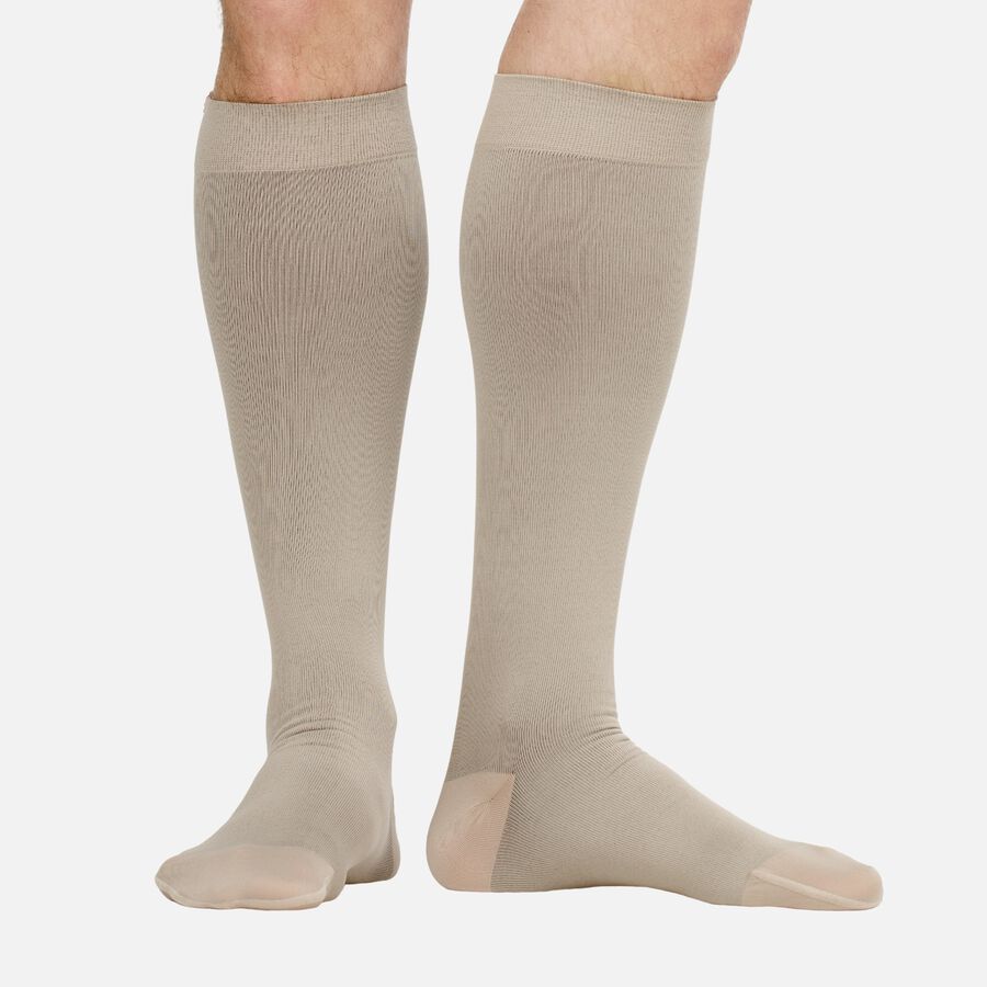 VIM & VIGR Solid Moisture-Wick Nylon Compression Socks, Cashew, Wide Calf L/XL, 30-40 mmHg, , large image number 0
