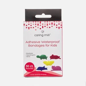 Caring Mill™ Adhesive Waterproof Bandages for Kids, Animal Shapes, 30 ct.