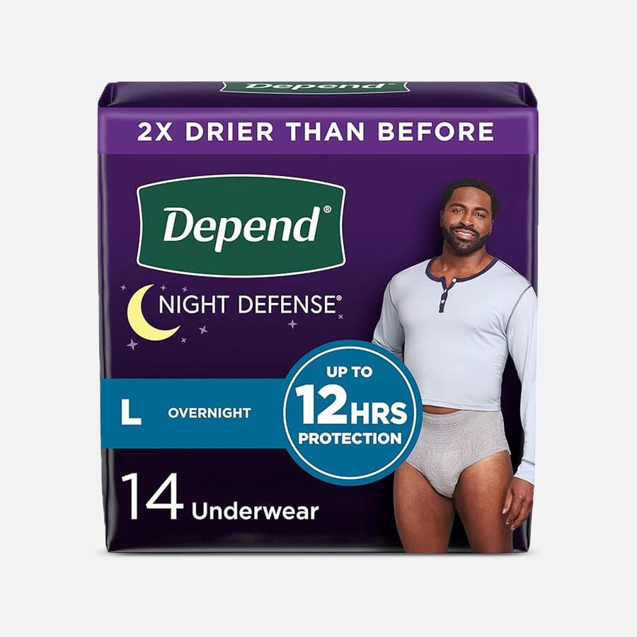 Depend Night Defense Overnight Incontinence  Underwear for Men, Gray, , large image number 1