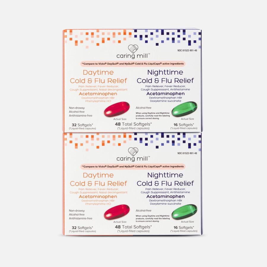 Caring Mill™ Day/Night Multi-Symptom Cold & Flu Relief Combo Softgels, 48 ct. (2-Pack), , large image number 0