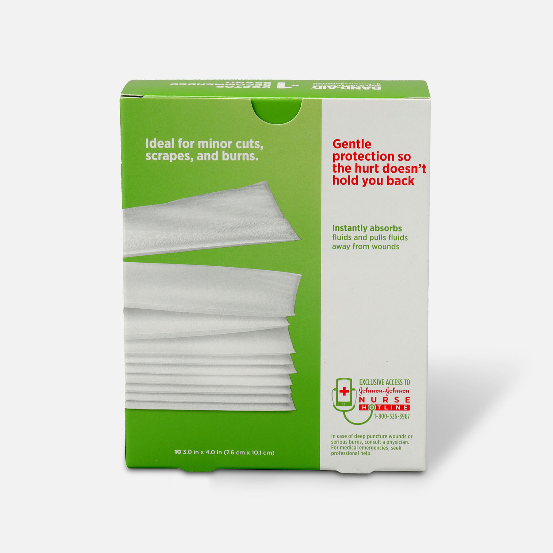 BANDAID® Adhesive Bandages, Large NonStick Pads, 10 3Inch x 4Inch Pads