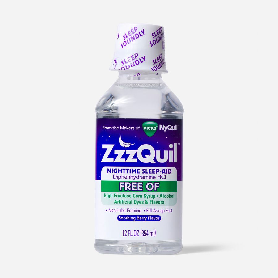 Vicks ZzzQuil Warming Syrup, Free Of, Berry, 12 oz., , large image number 0