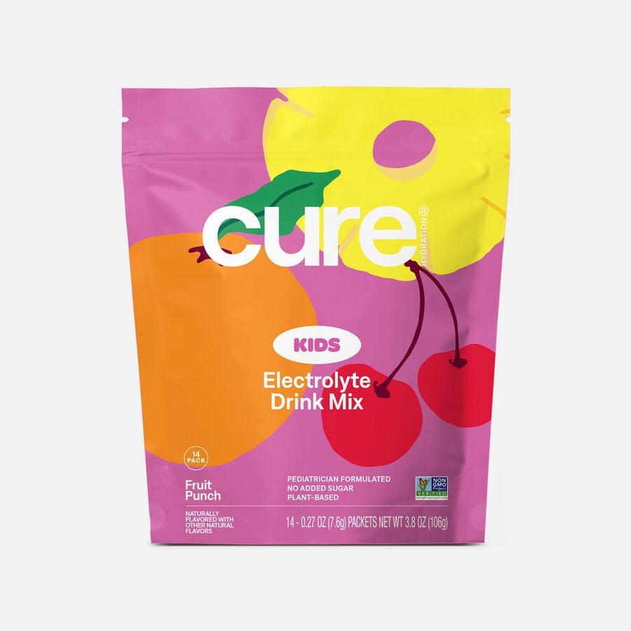 Cure Kids Hydrating Electrolyte Drink Mix Pouches, Fruit Punch, 14 servings, , large image number 0