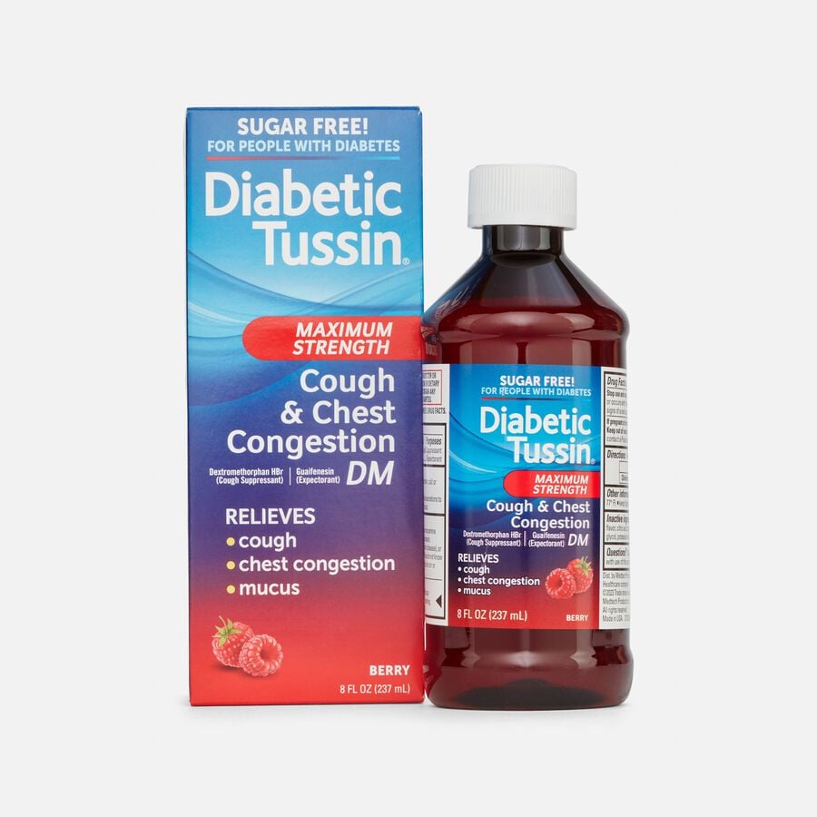 Diabetic Tussin DM Sugar-Free Maximum-Strength Cough & Chest Congestion Liquid, Berry, 8 fl oz., , large image number 0