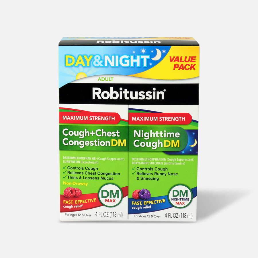 Robitussin Maximum Strength Day & Night Cough + Chest Congestion DM Value Pack, 4 oz. each, , large image number 0