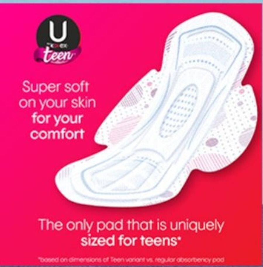 U by Kotex Ultra Thin Teen Pads with Wings, Extra Absorbency, Unscented, 14 ct., , large image number 2