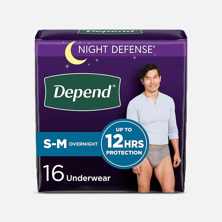 Depend Night Defense Overnight Incontinence  Underwear for Men, Gray, , large image number 0