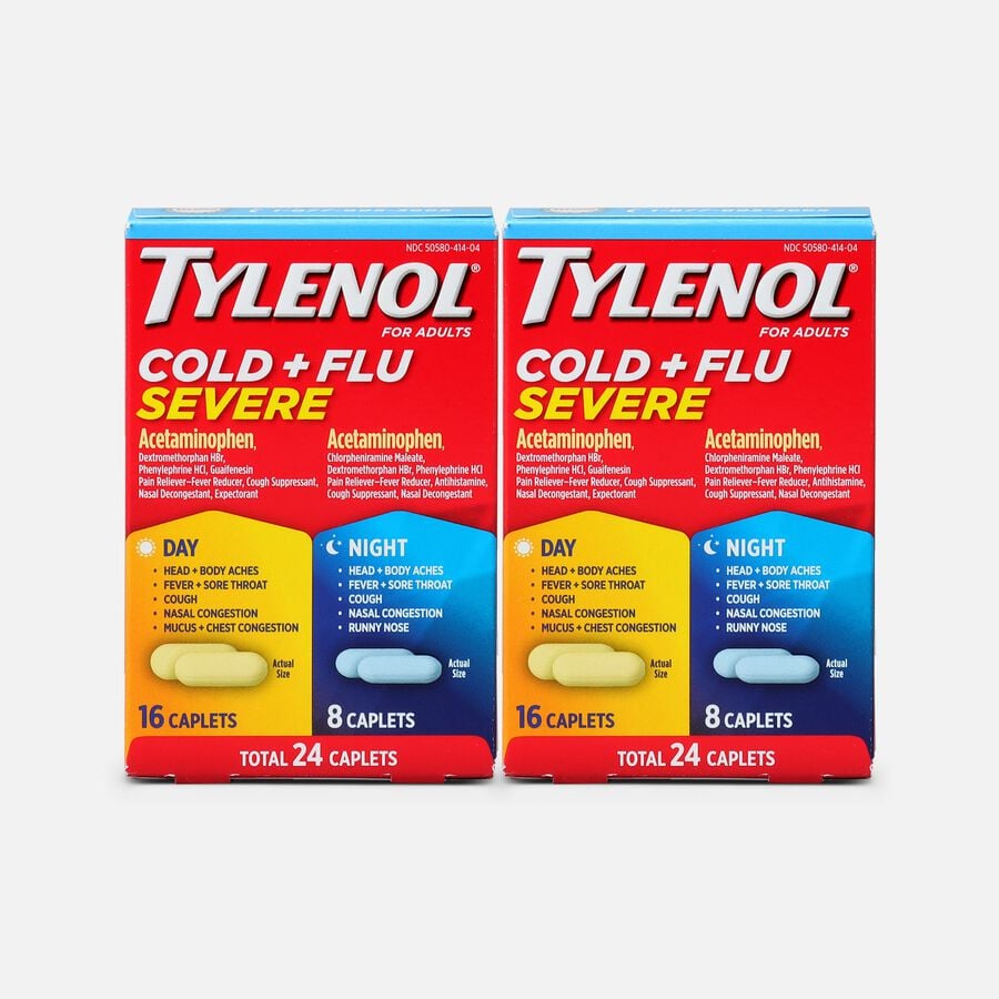 Tylenol Cold + Flu Severe Day & Night Caplets for Fever, Pain, Cough & Congestion Relief, 24 ct. (2-Pack), , large image number 0