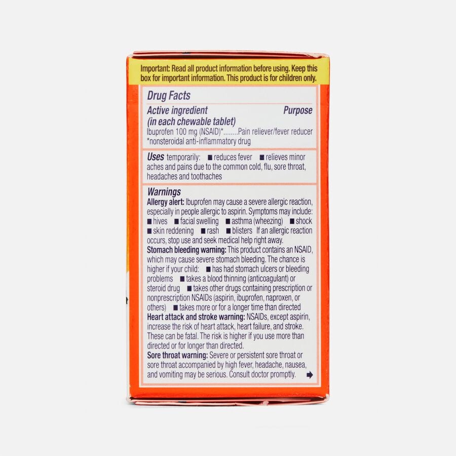 Children's Motrin Dye-Free Ibuprofen Chewable Tablets for Pain & Fever, Grape, 24 ct., , large image number 1