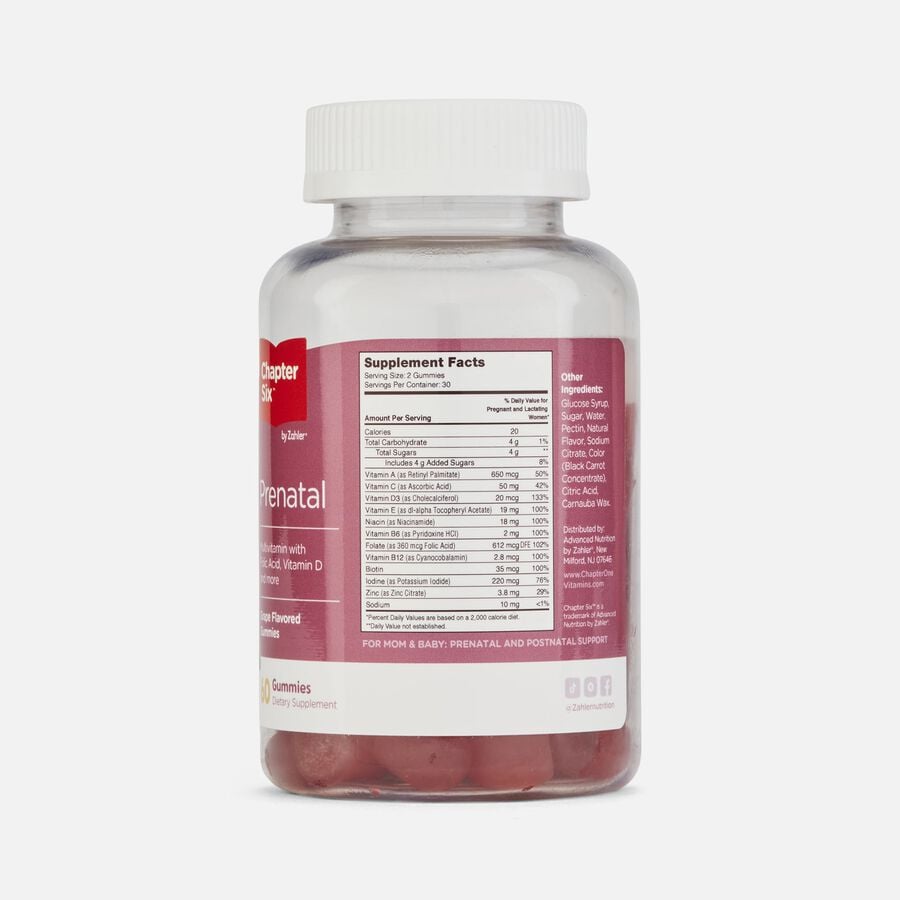 Chapter Six by Zahler Prenatal Multivitamin Gummies with Folic Acid, Grape, 60 ct., , large image number 1