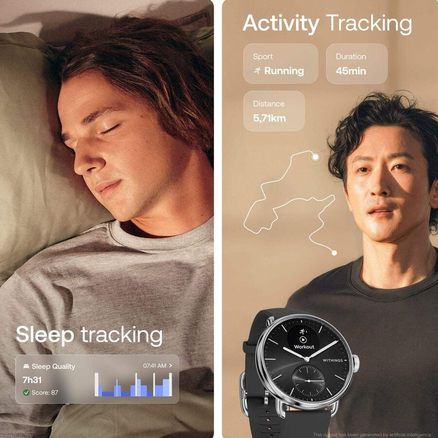 Withings ScanWatch 2 Smart Wearable Health Tracker, Black, 38mm, , large image number 3