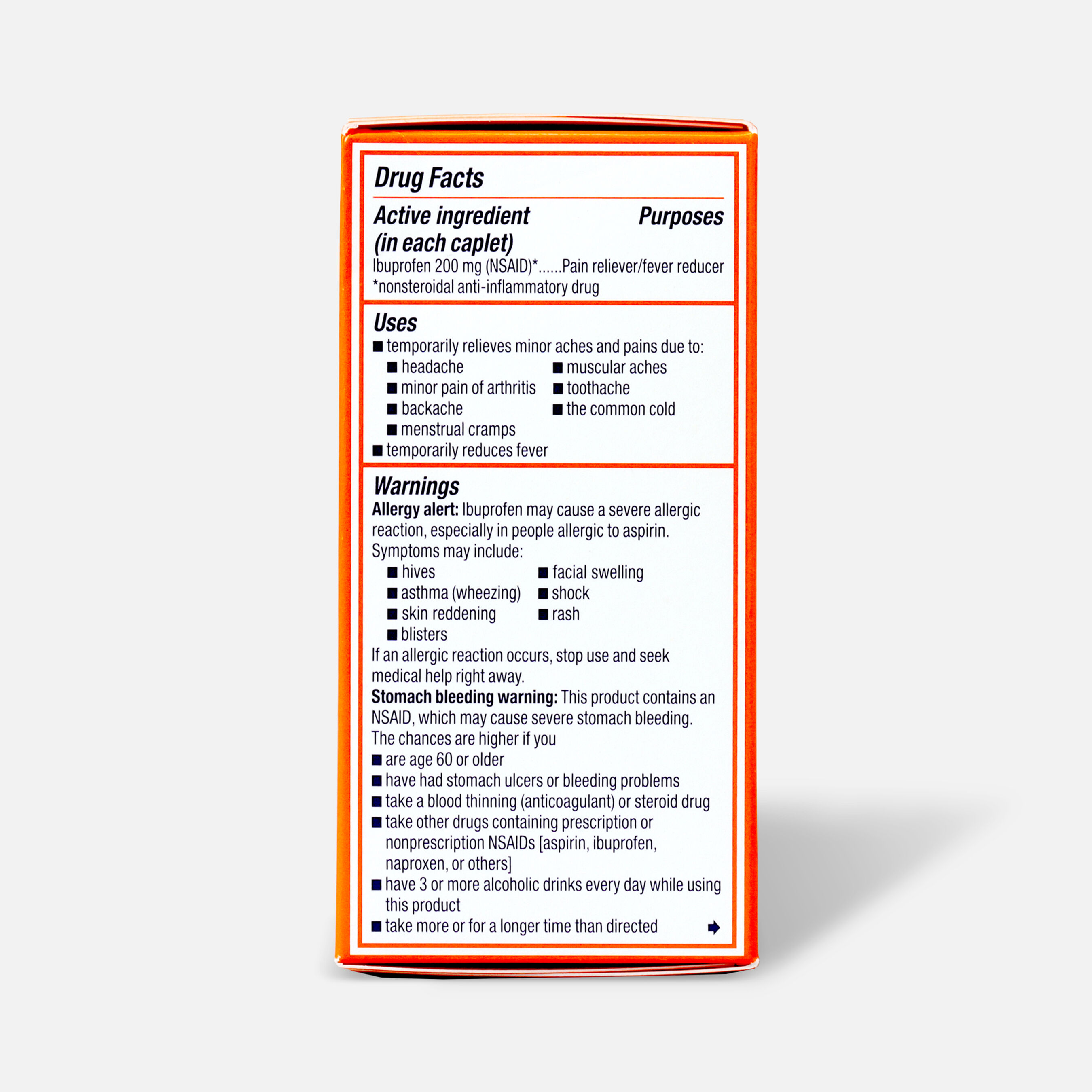 Motrin IB Ibuprofen Pain Reliever/Fever Reducer, 200 mg, Caplets, 100 ea