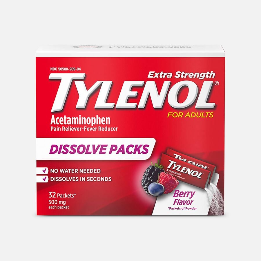 Tylenol Pain and Fever Powder Packs for Adults, Berry Flavor, 32 ct., , large image number 0