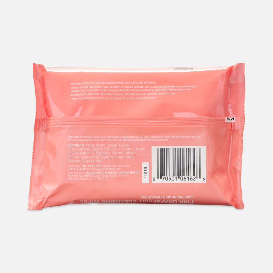 Neutrogena Pink Grapefruit Cleansing Wipes, 25 ct., , large image number 1