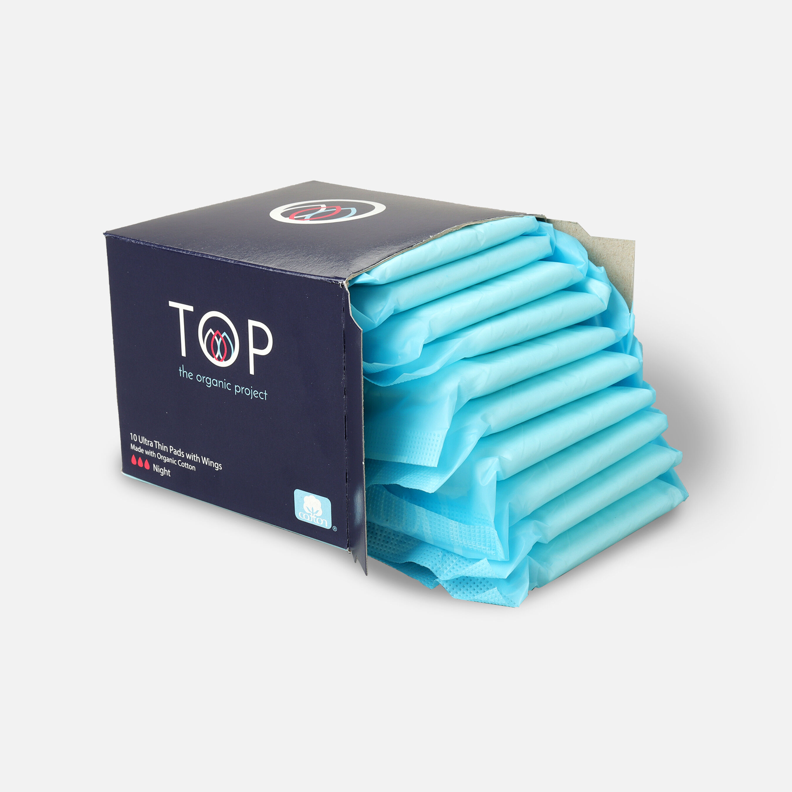 TOP Organic Cotton Ultra Thin Period Pads with Wings