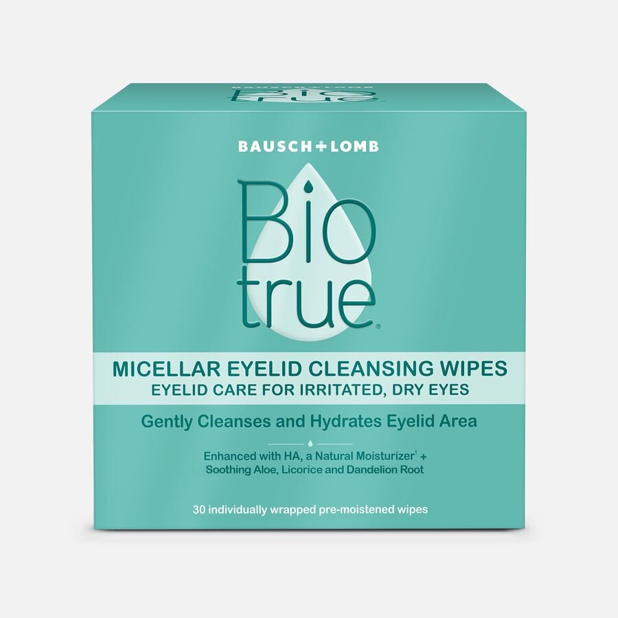 Bausch + Lomb BioTrue Micellar Eyelid Cleansing Wipes, 30 ct., , large image number 0