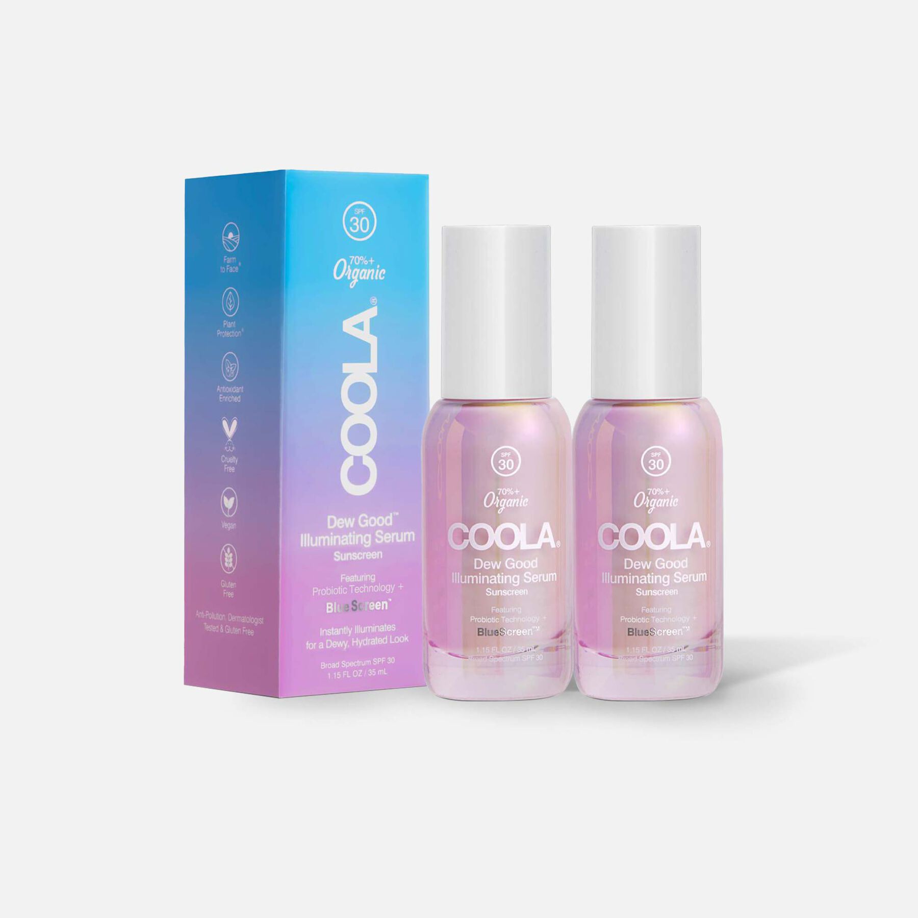 HSA Eligible COOLA Dew Good Illuminating Serum Sunscreen with Probiotic