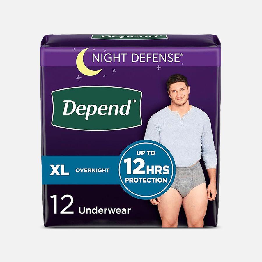 Depend Night Defense Overnight Incontinence  Underwear for Men, Gray, , large image number 2