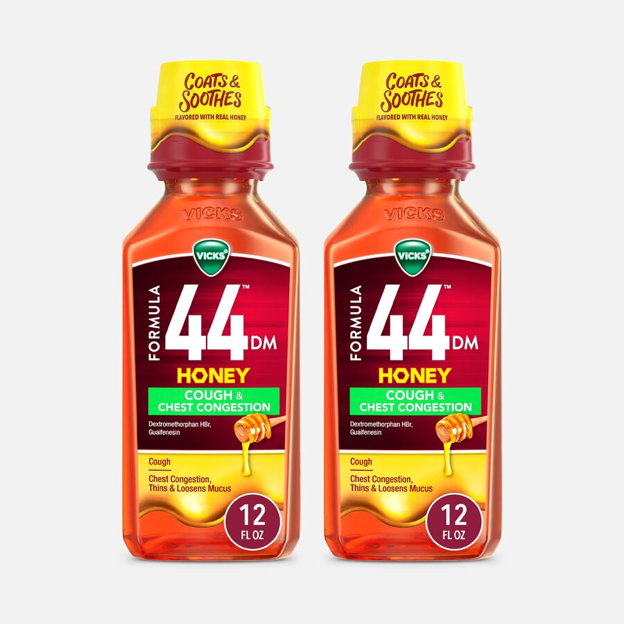 Vicks&reg; Formula 44&trade; DM Cough & Congestion Liquid Cough Medicine, Honey, 12 fl oz. (2-Pack), , large image number 0