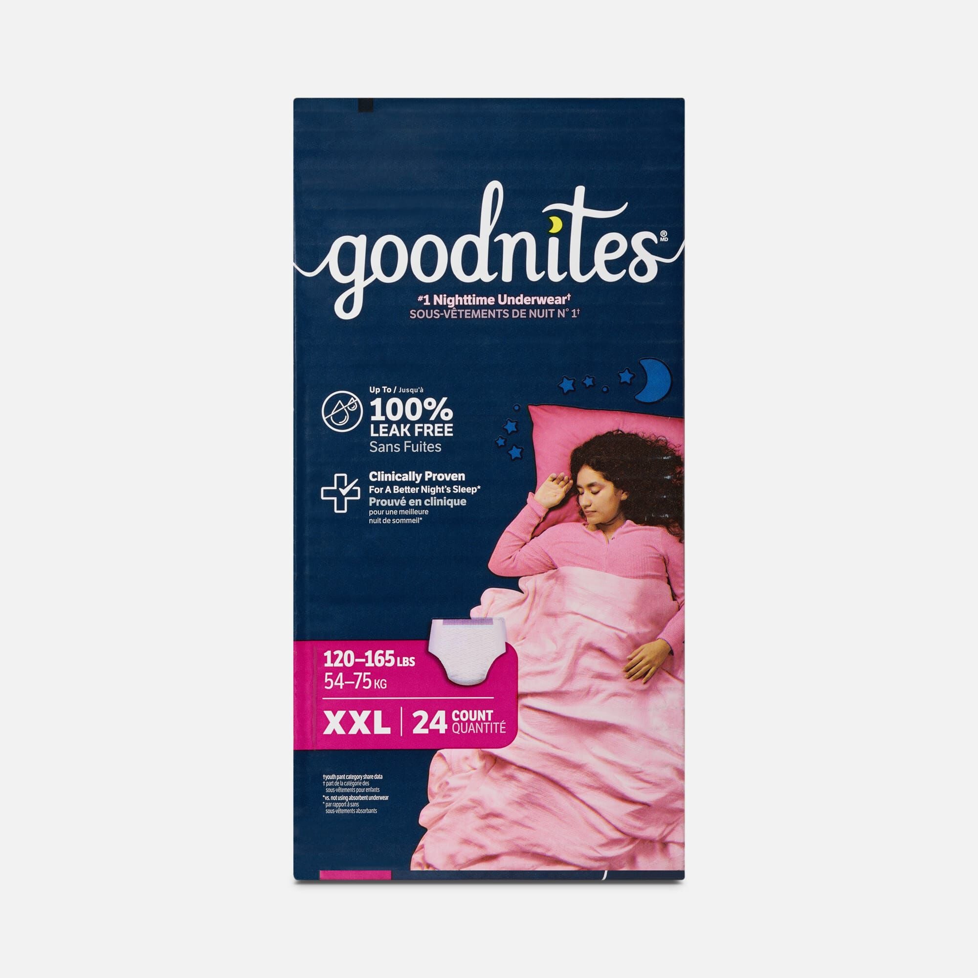 Goodnites® Girls' Nighttime Bedwetting Underwear, XXL (120-165 lbs