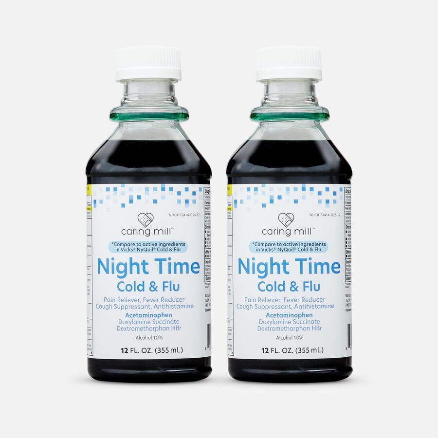 Caring Mill™ Night Time Cold & Flu Relief, Original Menthol Flavor, 12 fl oz. (2-Pack), , large image number 0