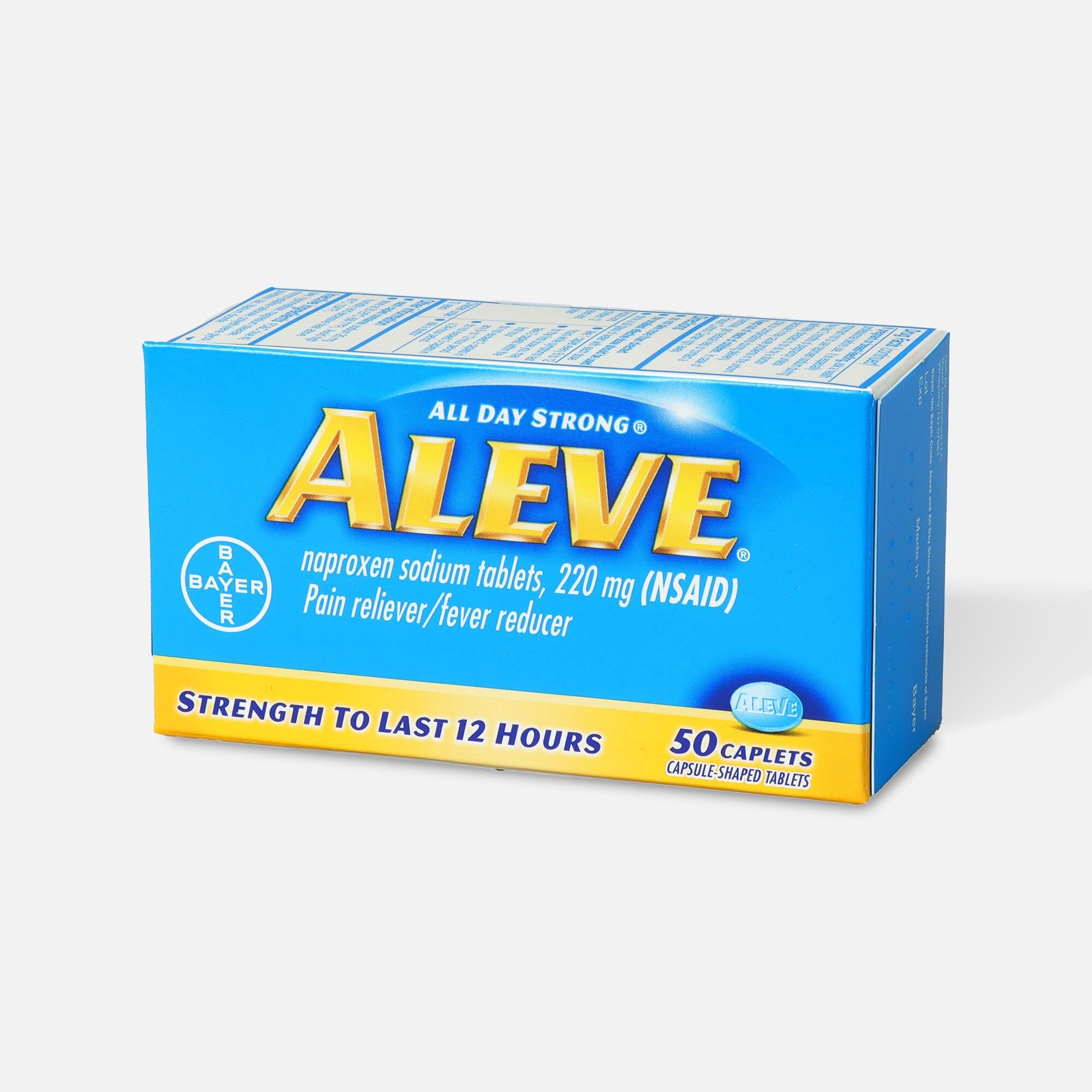 Aleve All Day Strong Pain Reliever, Fever Reducer, Caplet, 50 Ea