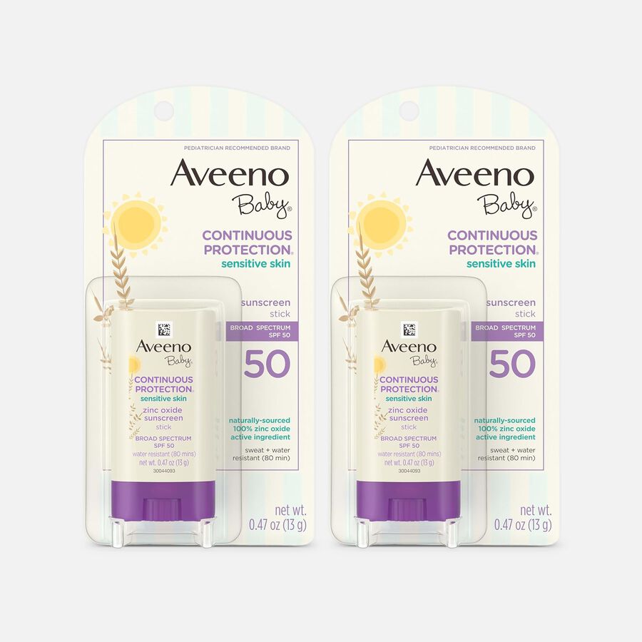 Aveeno Baby Continuous Protection Stick, SPF 50, 0.47 oz. (2-Pack), , large image number 0