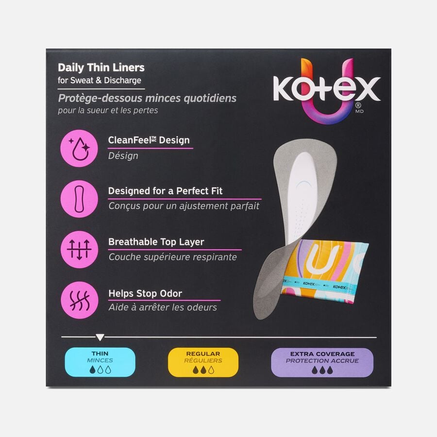 Kotex&reg; Daily Wrapped Liners, Light Absorbency, Thin, 120 ct., , large image number 1