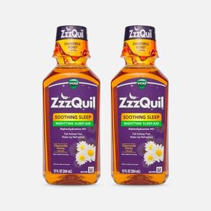 Vicks ZzzQuil Soothing Sleep Nighttime Sleep-Aid Liquid, Chamomile Honey, 12 fl oz. (2-Pack)