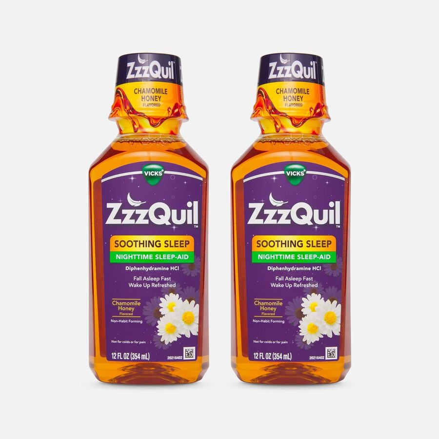 Vicks ZzzQuil Soothing Sleep Nighttime Sleep-Aid Liquid, Chamomile Honey, 12 fl oz. (2-Pack), , large image number 0