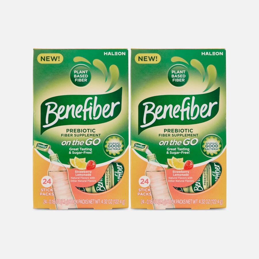 Benefiber On The Go Prebiotic Daily Fiber Supplement Powder Sticks, Strawberry Lemonade, 24 ct. (2-Pack), , large image number 0