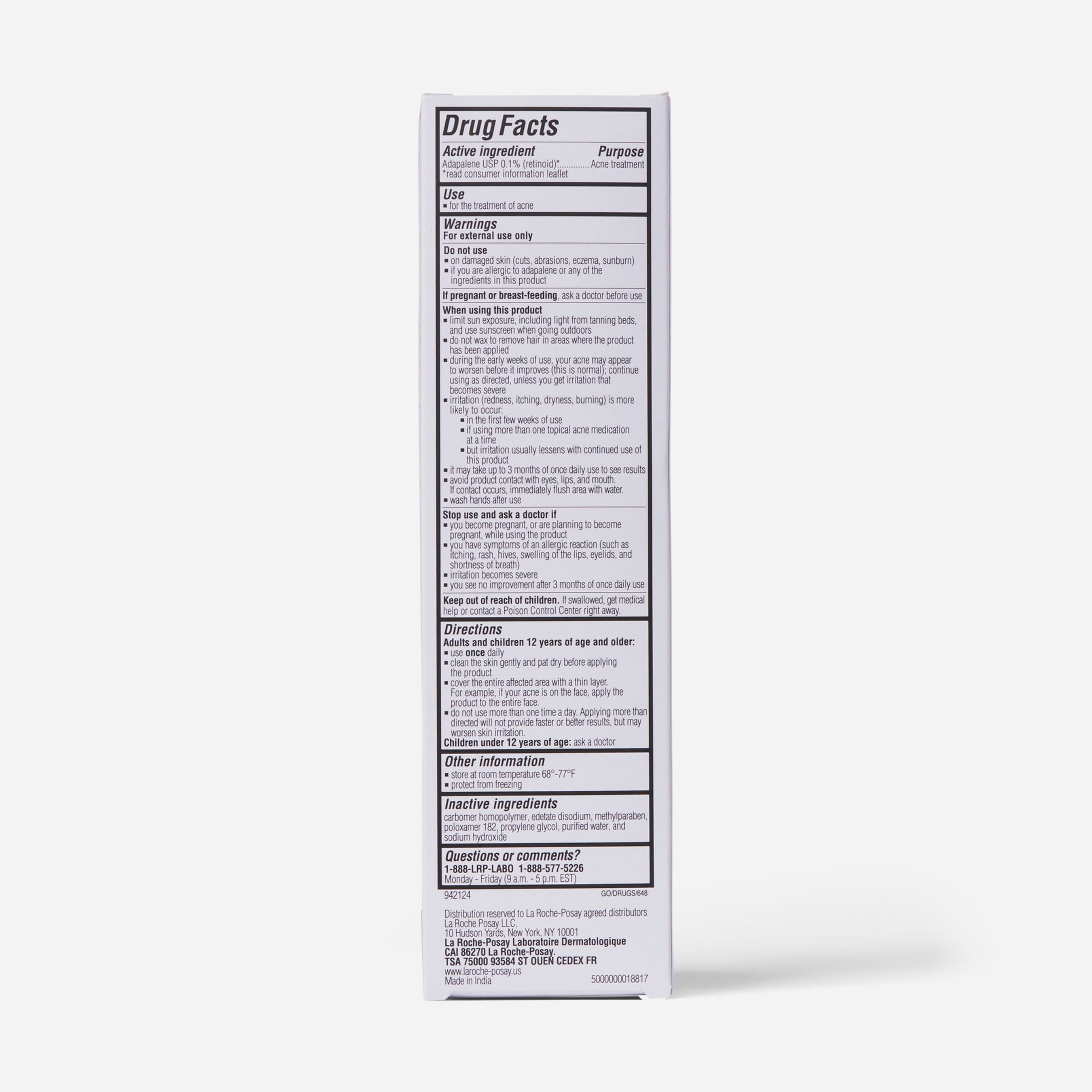 HSA Eligible La RochePosay Effaclar Adapalene Gel 0.1, Retinoid Acne