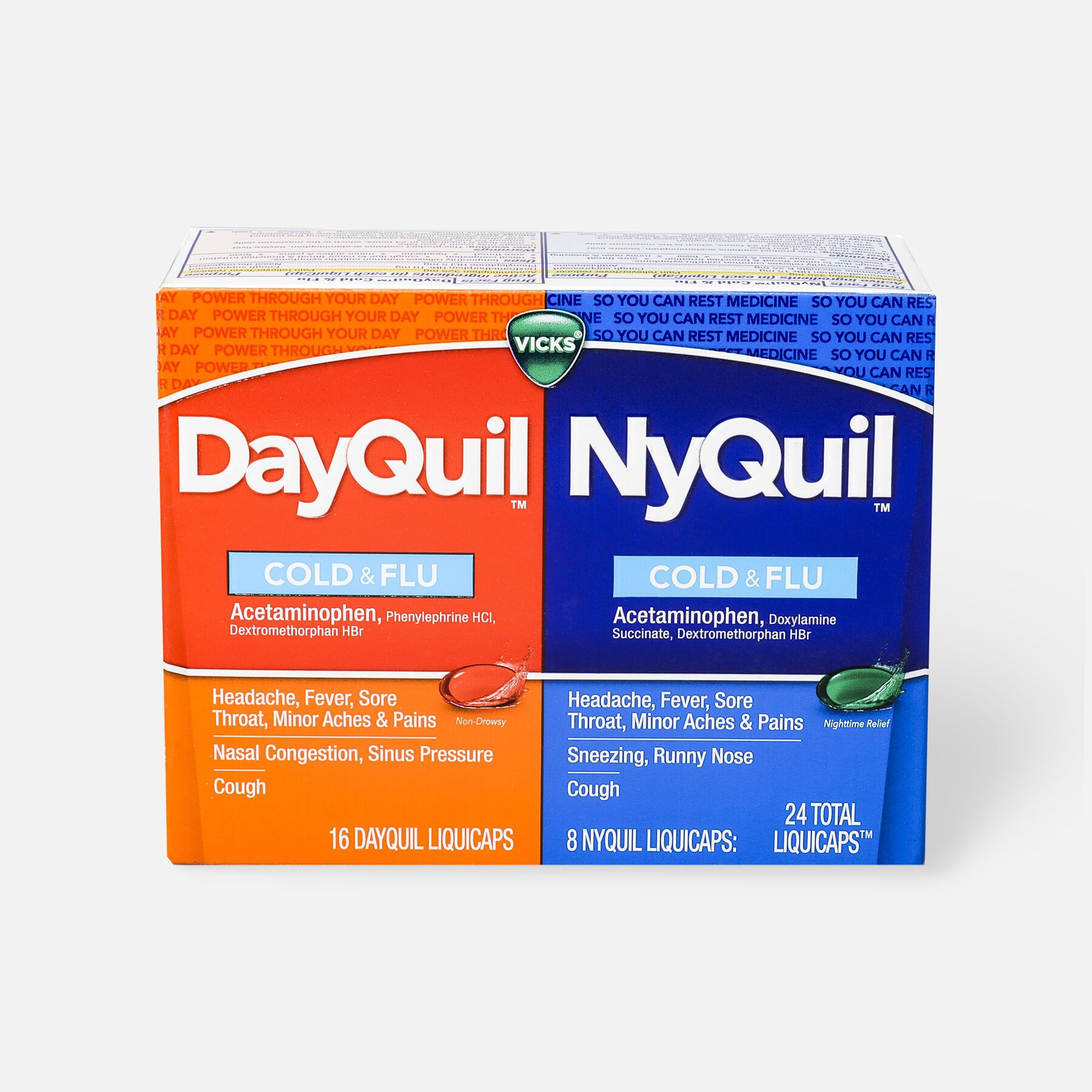 HSA Eligible Vicks DayQuil/NyQuil Cold and Flu Combo Liquicaps HSA