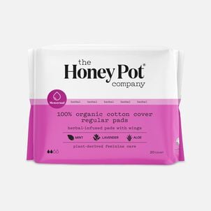 The Honey Pot 100% Organic Top Sheet Super Herbal Menstrual Pads with Wings