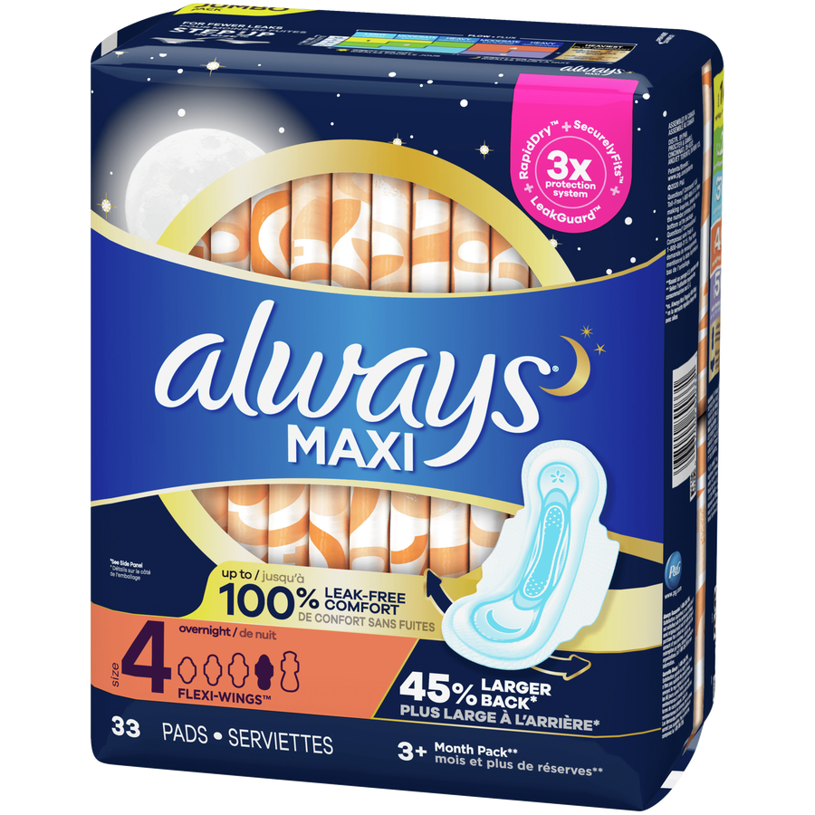 Always Maxi Pads with Wings, Unscented